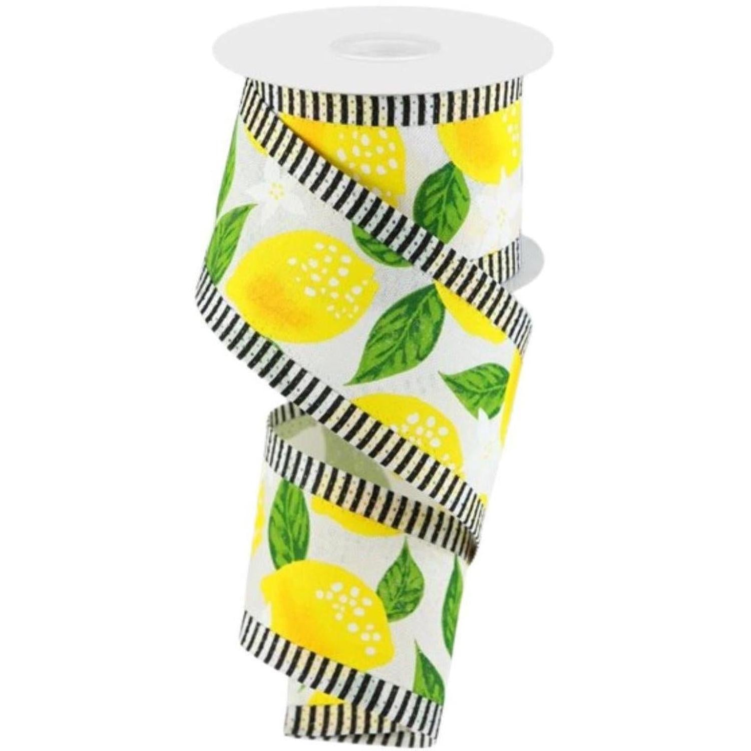 Shop For 2.5" Lemon Thin Stripes Ribbon: White (10 Yards) at Michelle's aDOORable Creations