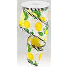 Shop For 2.5" Lemon with Leaves Thin Stripes Ribbon: White (10 Yards) at Michelle's aDOORable Creations