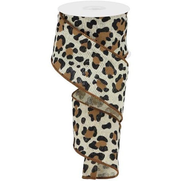 Shop For 2.5" Leopard Print Ribbon: Ivory (10 Yards) at Michelle's aDOORable Creations