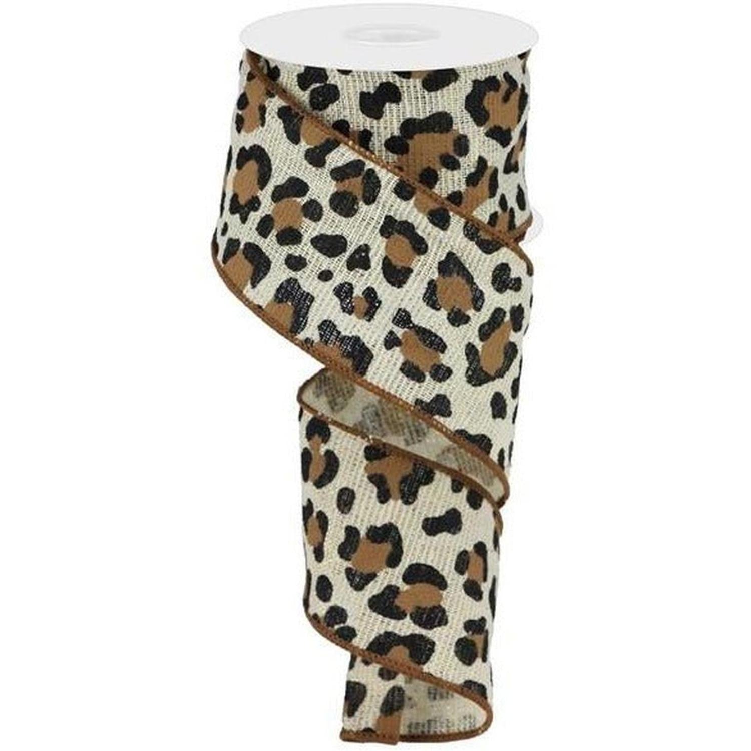 Shop For 2.5" Leopard Print Ribbon: Ivory (10 Yards) at Michelle's aDOORable Creations