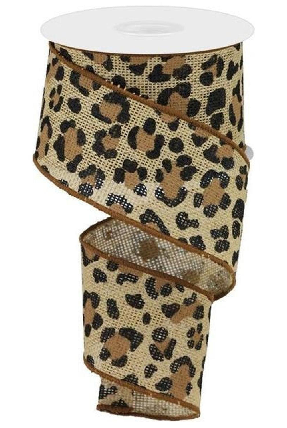 Shop For 2.5" Leopard Print Ribbon: Natural (10 Yards) at Michelle's aDOORable Creations