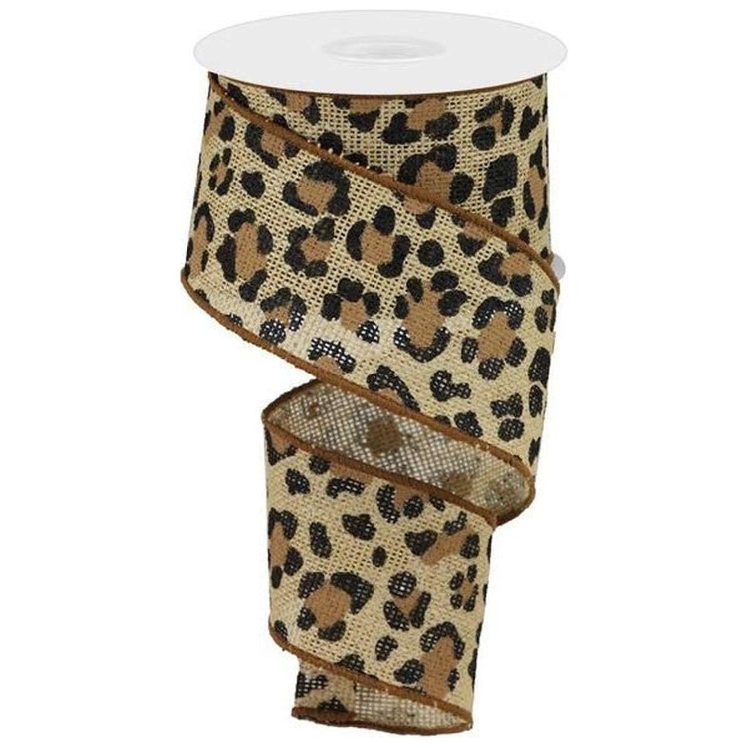 Shop For 2.5" Leopard Print Ribbon: Natural (10 Yards) at Michelle's aDOORable Creations