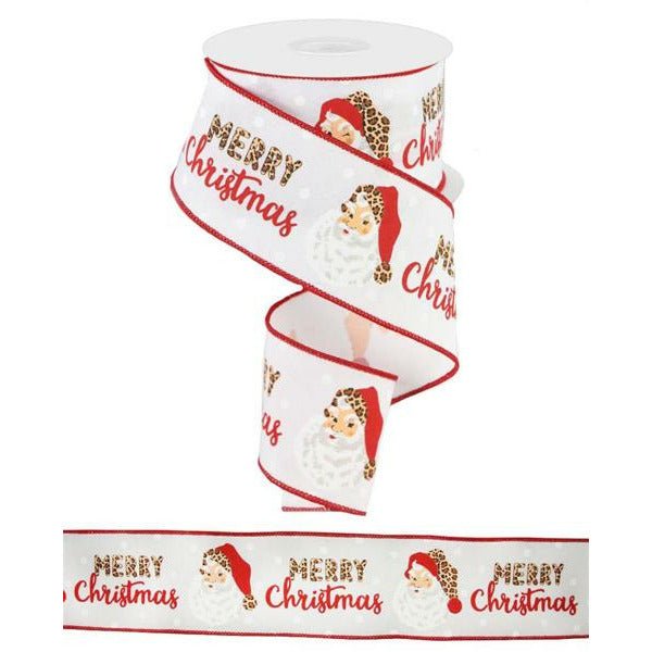 Shop For 2.5" Leopard Santa Ribbon: White (10 Yards) at Michelle's aDOORable Creations