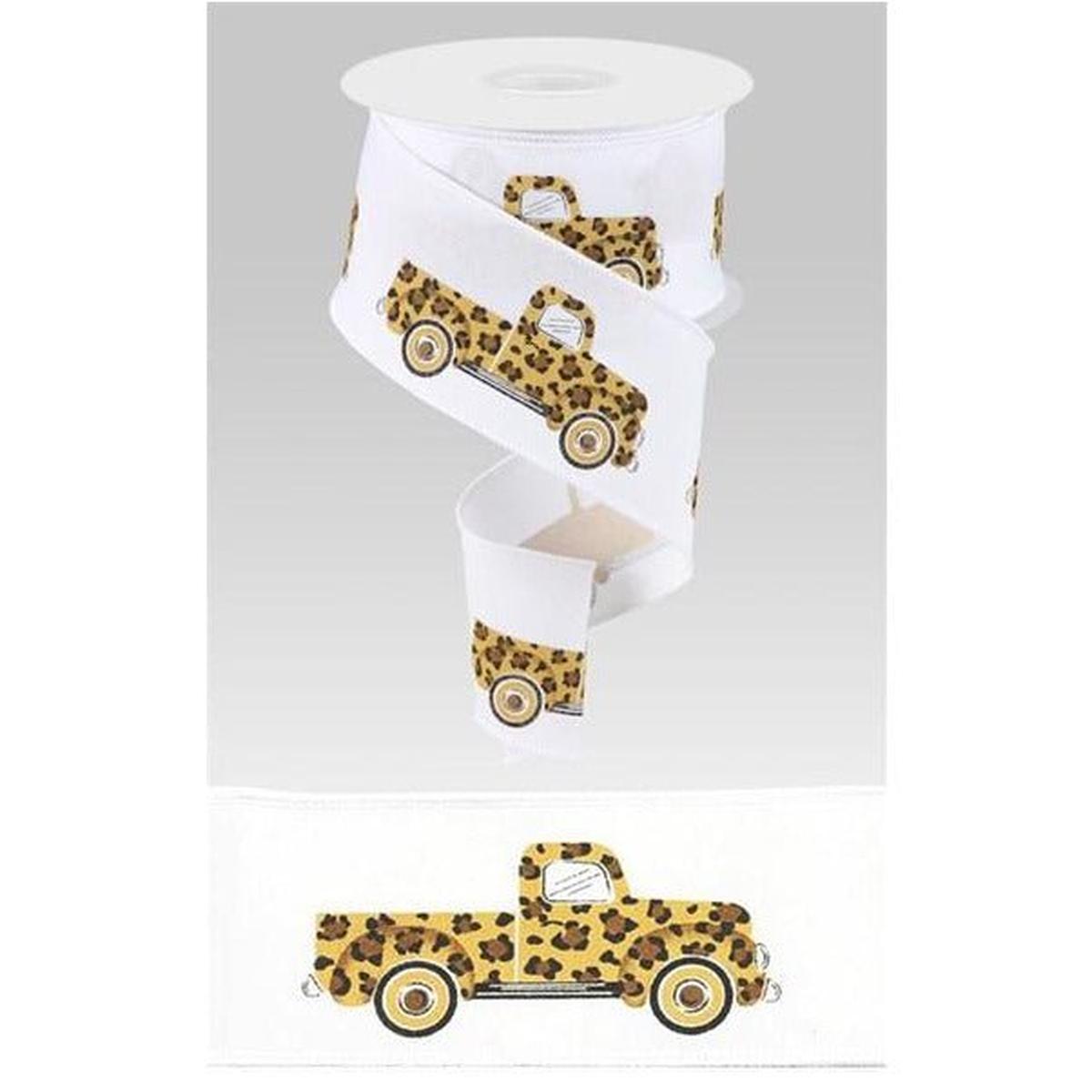 Shop For 2.5" Leopard Truck Ribbon: White (10 Yards) at Michelle's aDOORable Creations