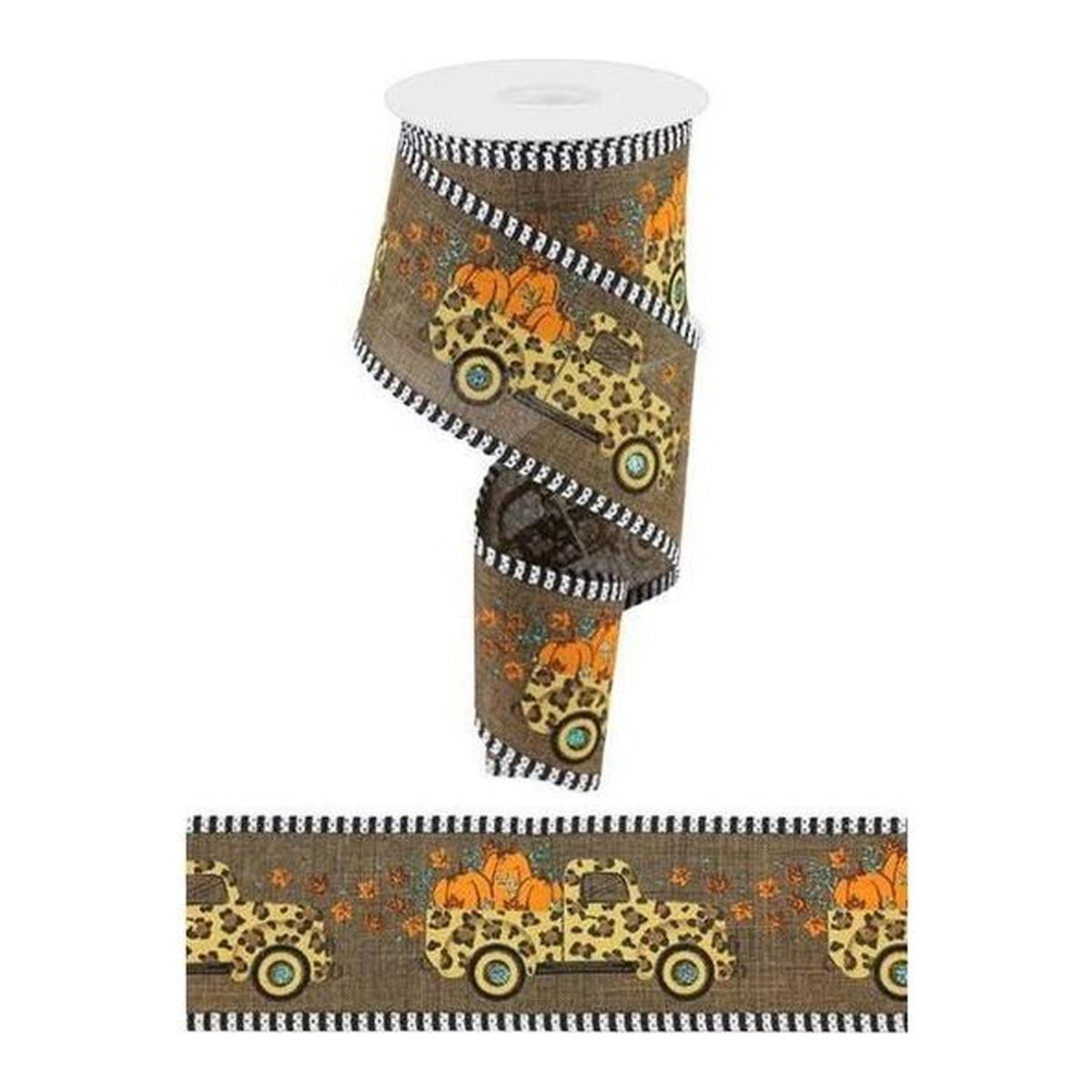 Shop For 2.5" Leopard Truck Stripe Edge Ribbon: Brown (10 Yards) at Michelle's aDOORable Creations