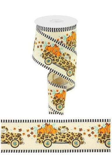 2.5" Leopard Truck Stripe Edge Ribbon: Cream (10 Yards) - Michelle's aDOORable Creations - Wired Edge Ribbon