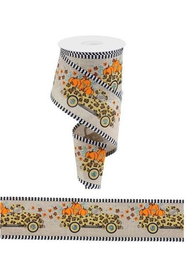 2.5" Leopard Truck Stripe Edge Ribbon: Natural (10 Yards) - Michelle's aDOORable Creations - Wired Edge Ribbon
