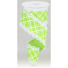 Shop For 2.5" Line Check Lace Ribbon: Lime Green (10 Yard) at Michelle's aDOORable Creations