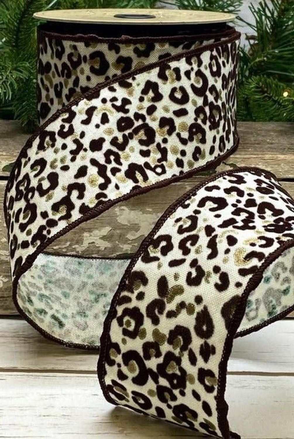 Shop For 2.5" Linen Leopard Print Ribbon: Cream (10 Yards) at Michelle's aDOORable Creations