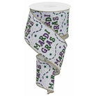 Shop For 2.5" Mardi Gras Beads Ribbon: White (10 Yards) at Michelle's aDOORable Creations