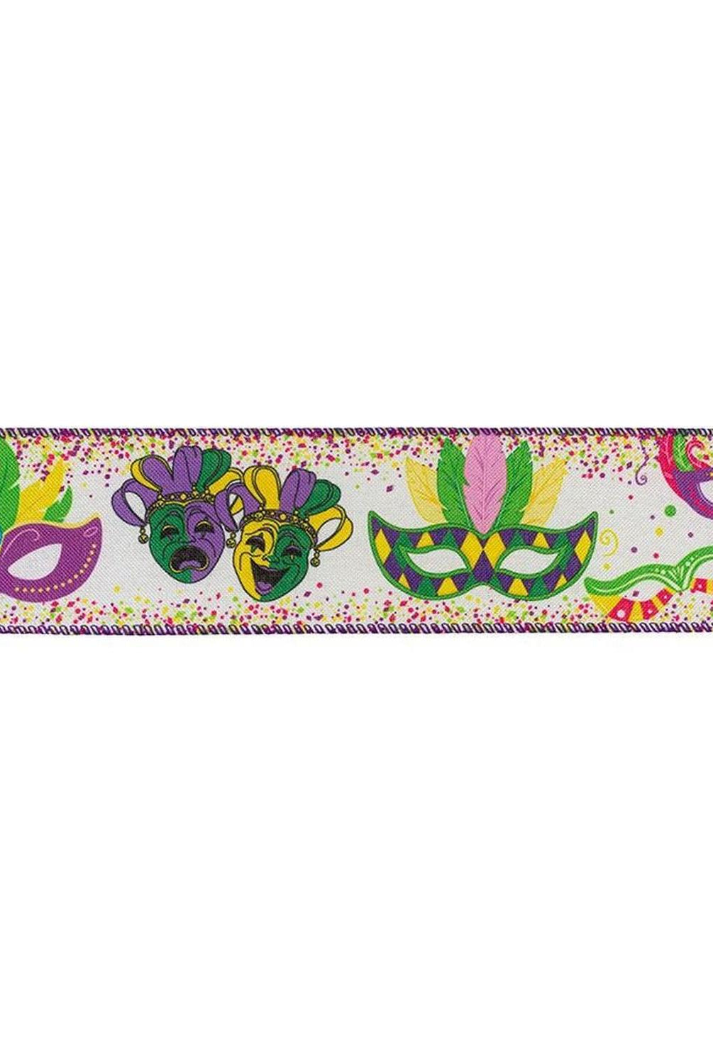 2.5" Mardi Gras Masks Linen Ribbon: Multi (10 Yards)