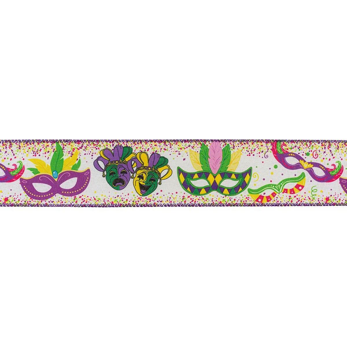 Shop For 2.5" Mardi Gras Masks Linen Ribbon: Multi (10 Yards) at Michelle's aDOORable Creations