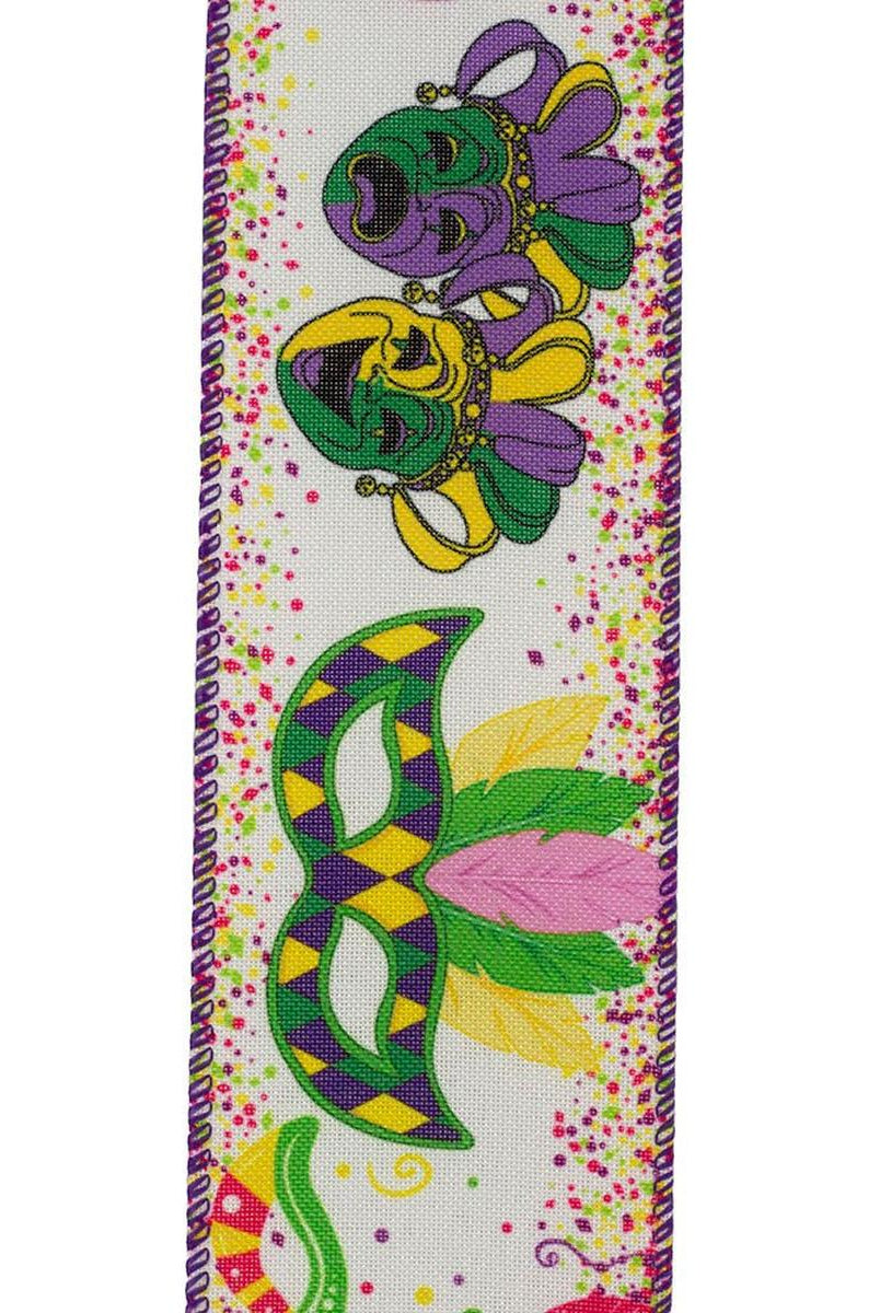Shop For 2.5" Mardi Gras Masks Linen Ribbon: Multi (10 Yards) at Michelle's aDOORable Creations
