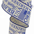 Shop For 2.5" Marines Ribbon: Light Natural & Blue (10 Yards) at Michelle's aDOORable Creations