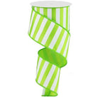 Shop For 2.5" Medium Horizontal Stripe Ribbon: Lime Green & White (10 Yards) at Michelle's aDOORable Creations
