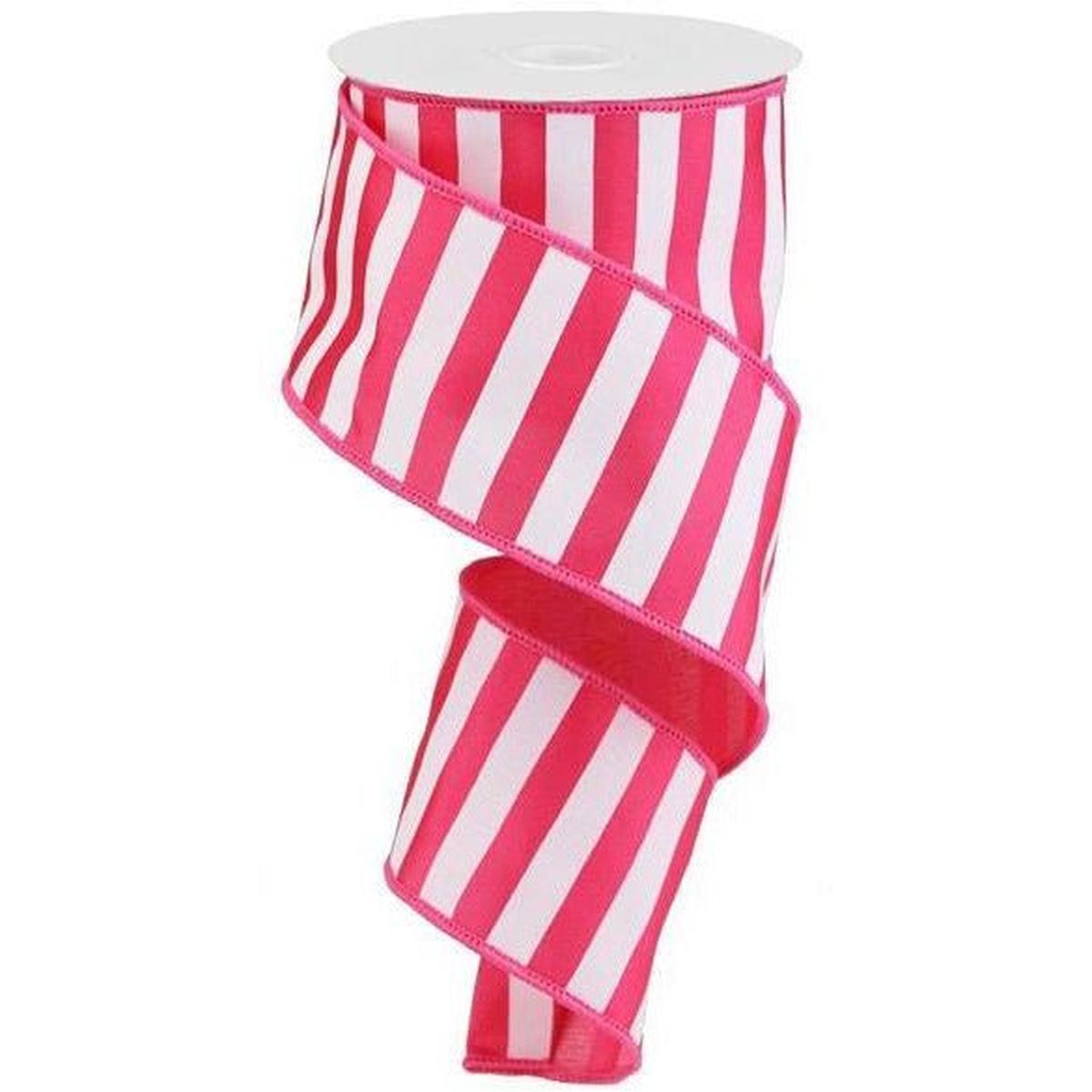Shop For 2.5" Medium Horizontal Stripe Ribbon: Pink & White (10 Yards) at Michelle's aDOORable Creations