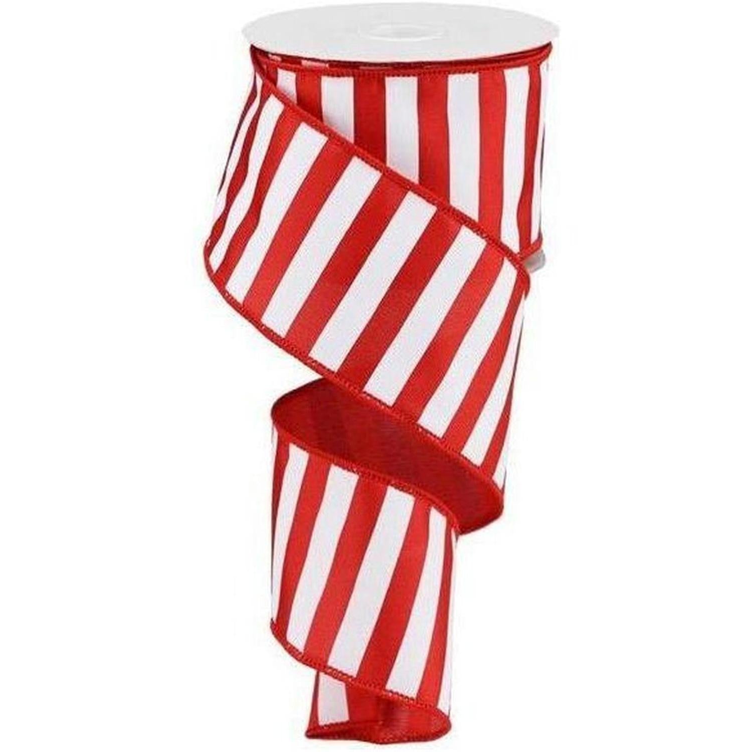 Shop For 2.5" Medium Horizontal Stripe Ribbon: Red & White (10 Yards) at Michelle's aDOORable Creations
