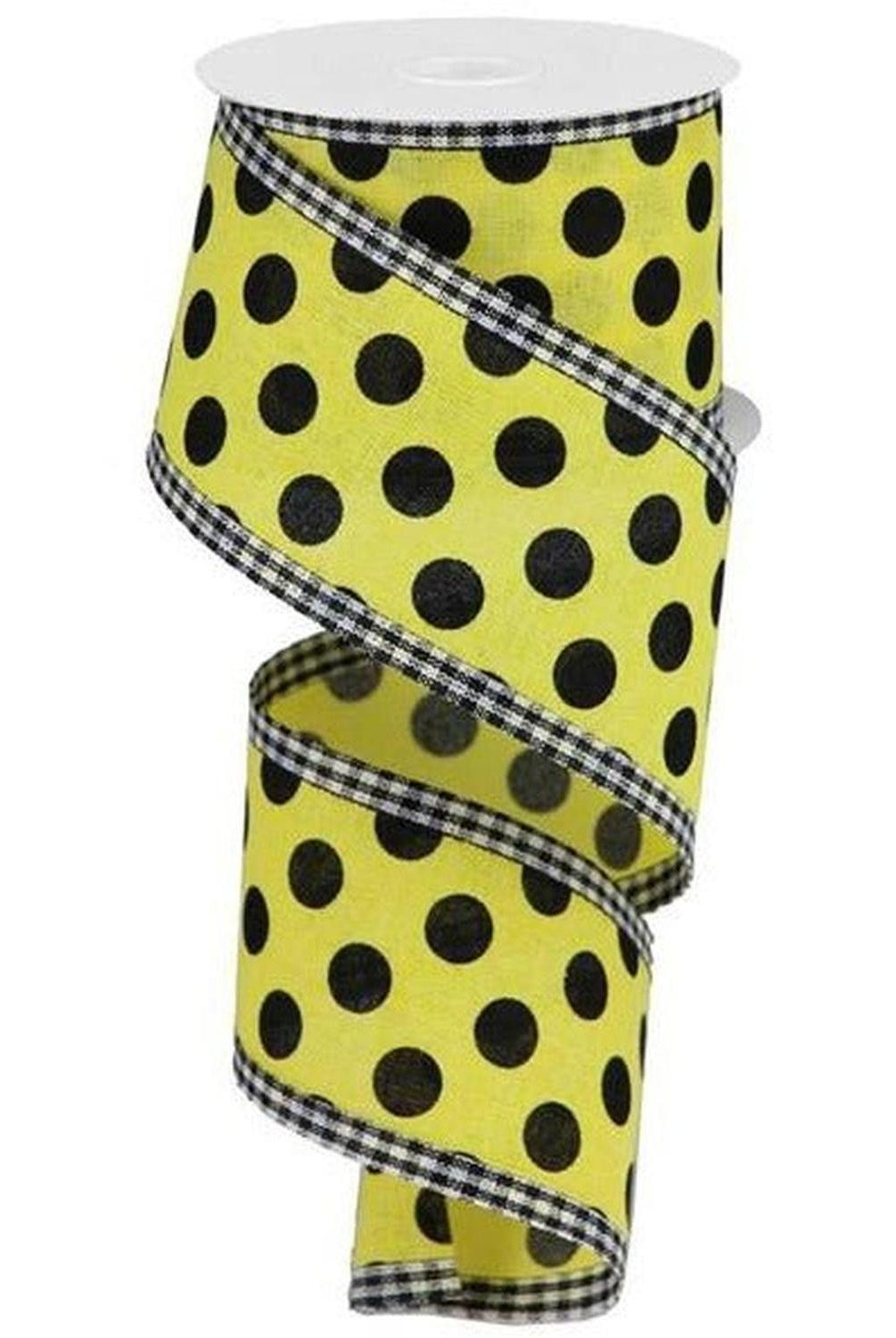 2.5" Medium Polka Dots Gingham Edge: Yellow & Black (10 Yards)