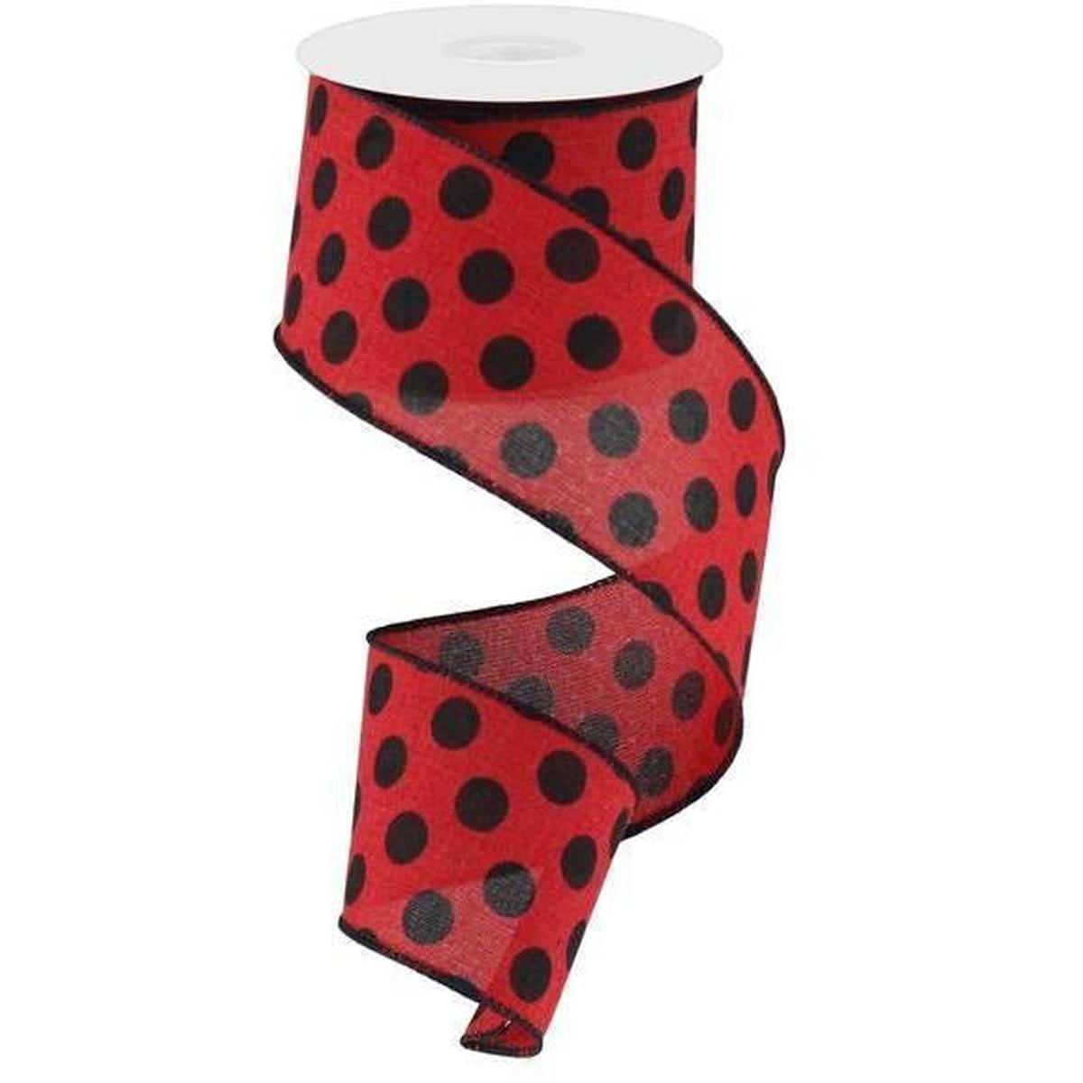 Shop For 2.5" Medium Polka Dots: Red & Black (10 Yards) at Michelle's aDOORable Creations