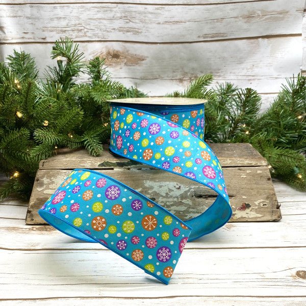 Shop For 2.5" Merry and Bright Snowflake Ribbon: Blue (25 Yards) at Michelle's aDOORable Creations