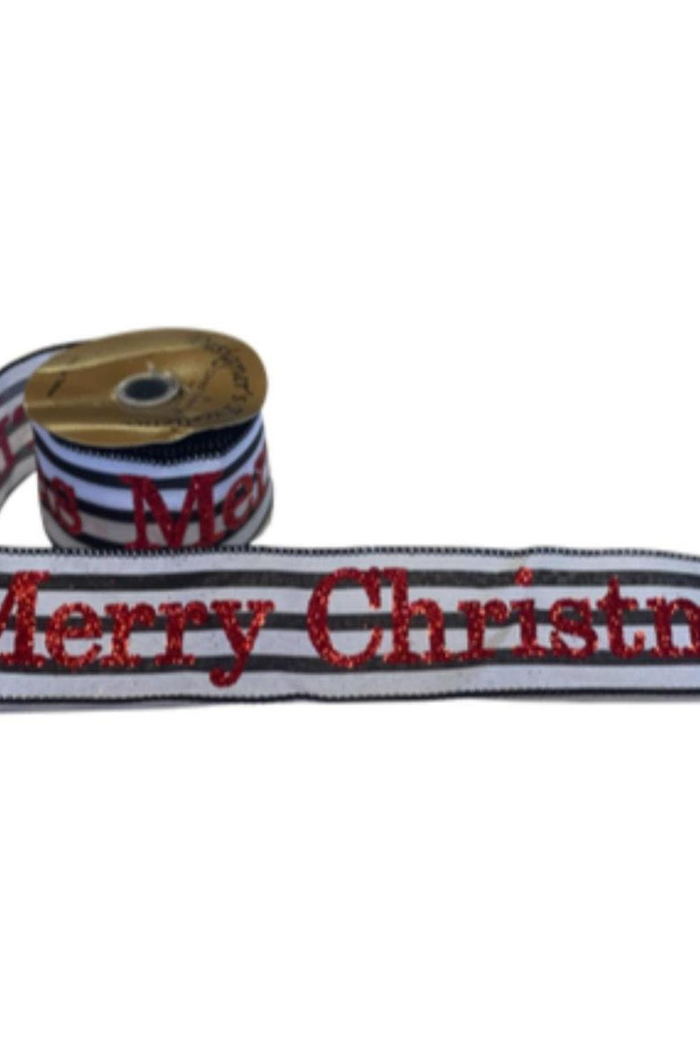 2.5" Merry Christmas Ribbon: Black/White