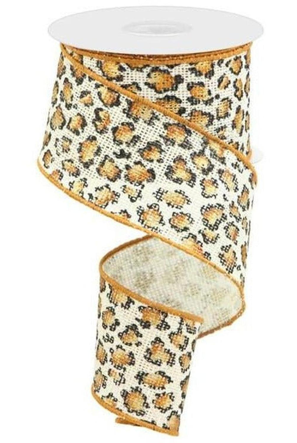 Shop For 2.5" Metallic Leopard Print Burlap Ribbon: Off White (10 Yards) at Michelle's aDOORable Creations