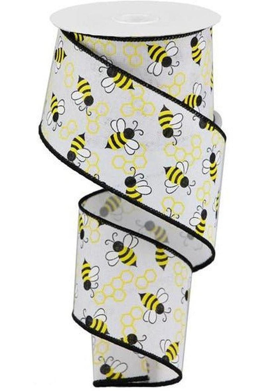 Shop For 2.5" Mini Bumblebees on Royal Ribbon: White (10 Yards) at Michelle's aDOORable Creations