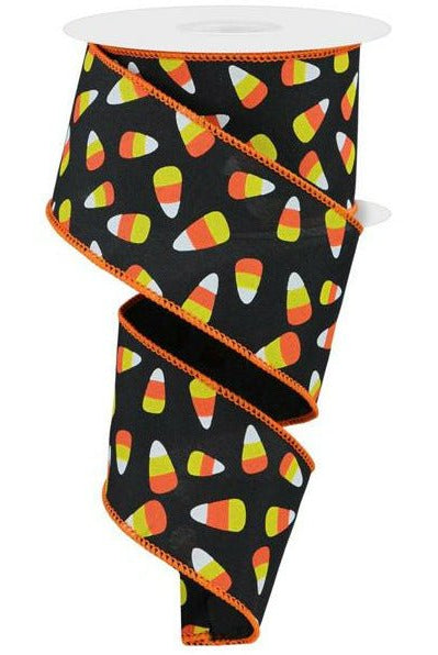 Shop For 2.5" Mini Candy Corn Ribbon: Black (10 Yards) at Michelle's aDOORable Creations
