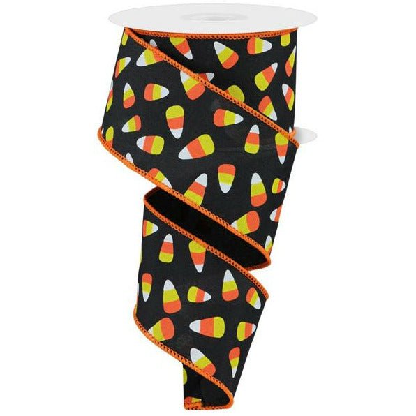 Shop For 2.5" Mini Candy Corn Ribbon: Black (10 Yards) at Michelle's aDOORable Creations