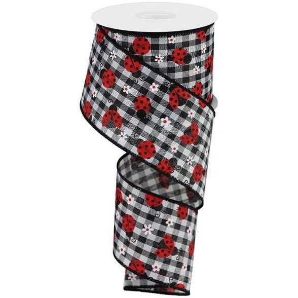 Shop For 2.5" Mini Ladybug on Royal Ribbon: Gingham (10 Yards) at Michelle's aDOORable Creations