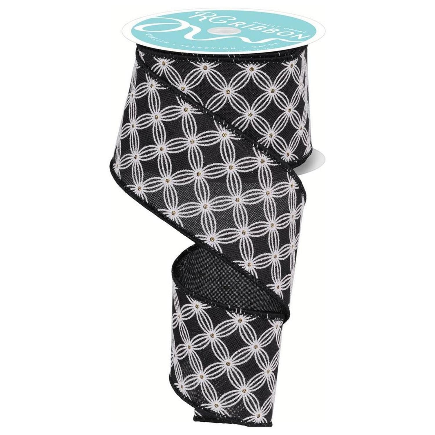 2.5" Multi Circles and Dots Ribbon: Black (10 Yards)