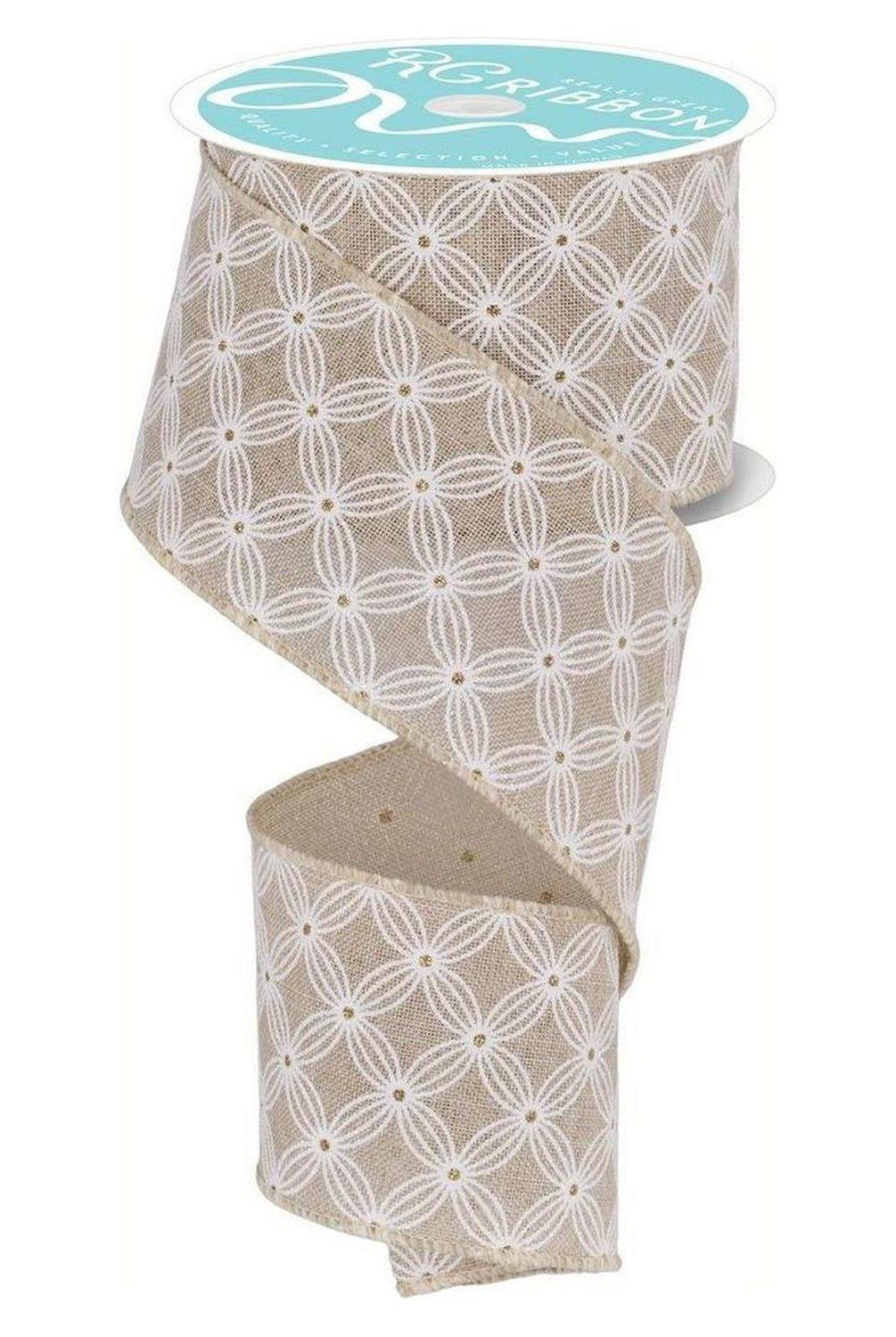 2.5" Multi Circles and Dots Ribbon: Natural (10 Yards)