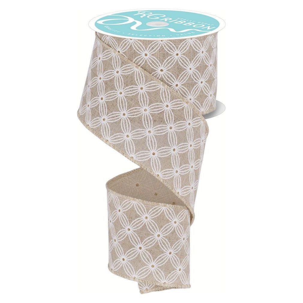 Shop For 2.5" Multi Circles and Dots Ribbon: Natural (10 Yards) at Michelle's aDOORable Creations