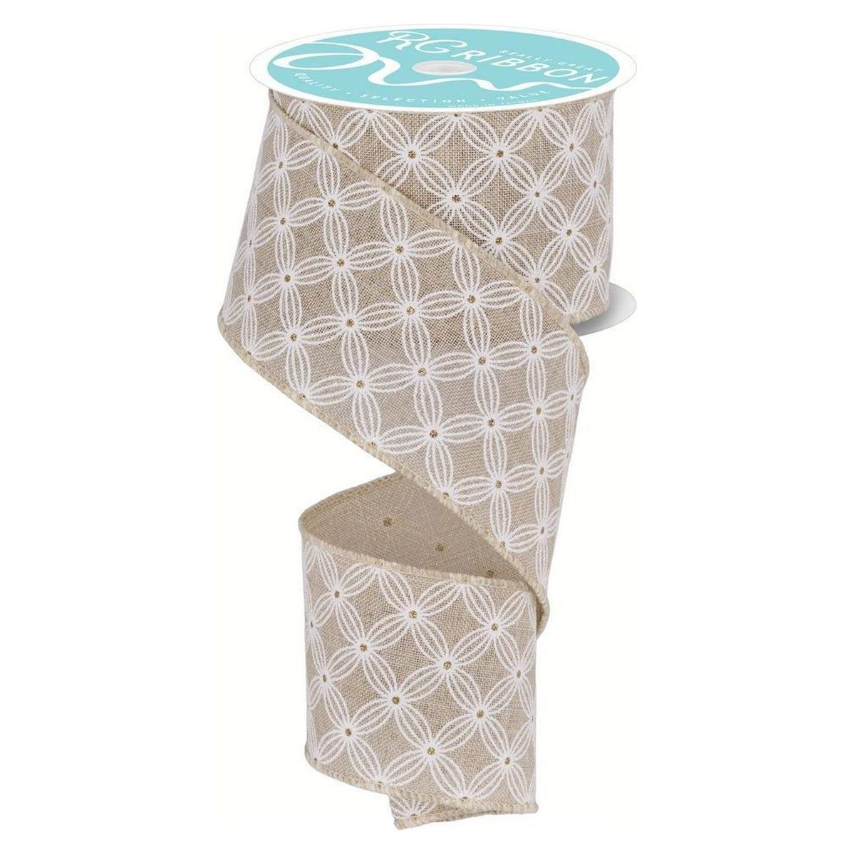 Shop For 2.5" Multi Circles and Dots Ribbon: Natural (10 Yards) at Michelle's aDOORable Creations