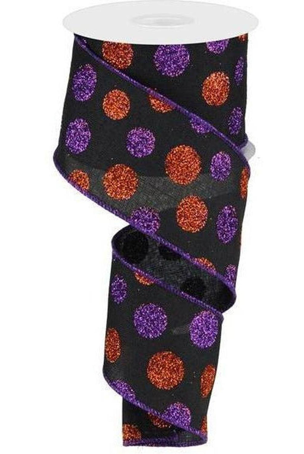 Shop For 2.5" Multi Glitter Dots: Black, Purple and Orange (10 Yards) at Michelle's aDOORable Creations