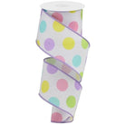 Shop For 2.5" Multi Polka Dots on Royal Ribbon: White/Lavender (10 Yards) at Michelle's aDOORable Creations