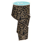 Shop For 2.5" Multi Swirls Glitter Ribbon: Black/Gold (10 Yard) at Michelle's aDOORable Creations