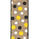 Shop For 2.5" Natural Canvas Ribbon: Black, Yellow, White Dots (10 Yards) at Michelle's aDOORable Creations