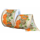 Shop For 2.5" Natural Linen Cheetah Pumpkin Ribbon: Orange (10 Yards) at Michelle's aDOORable Creations