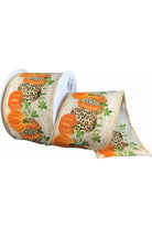 2.5" Natural Linen Cheetah Pumpkin Ribbon: Orange (10 Yards) - Michelle's aDOORable Creations - Wired Edge Ribbon
