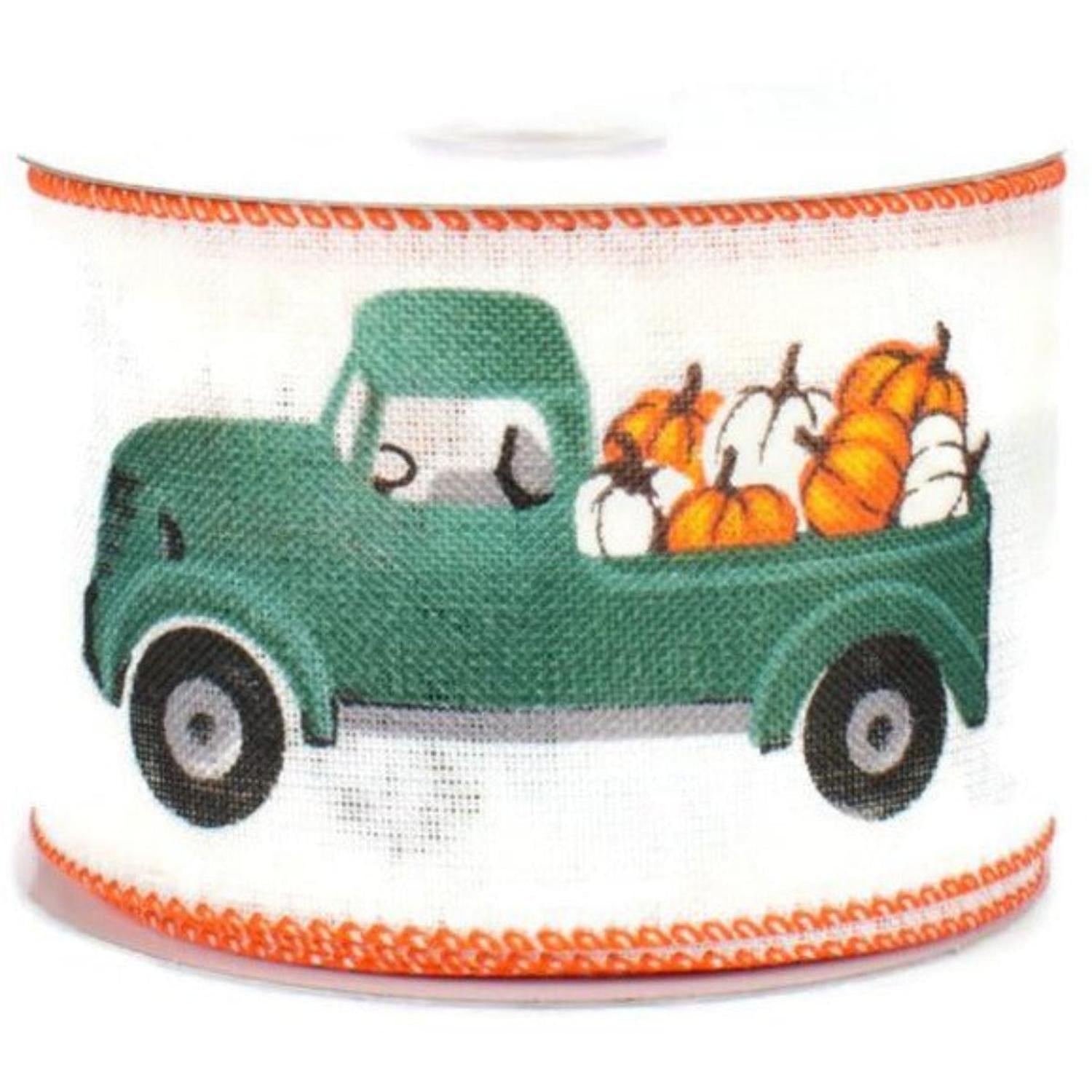 Shop For 2.5" Natural Linen Pumpkin Truck Ribbon (10 Yards) at Michelle's aDOORable Creations