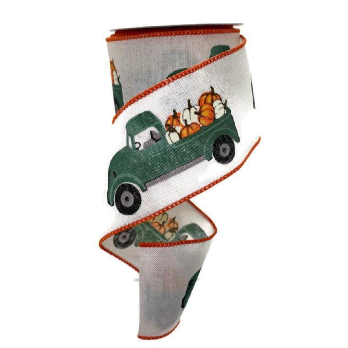 Shop For 2.5" Natural Linen Pumpkin Truck Ribbon (10 Yards) at Michelle's aDOORable Creations