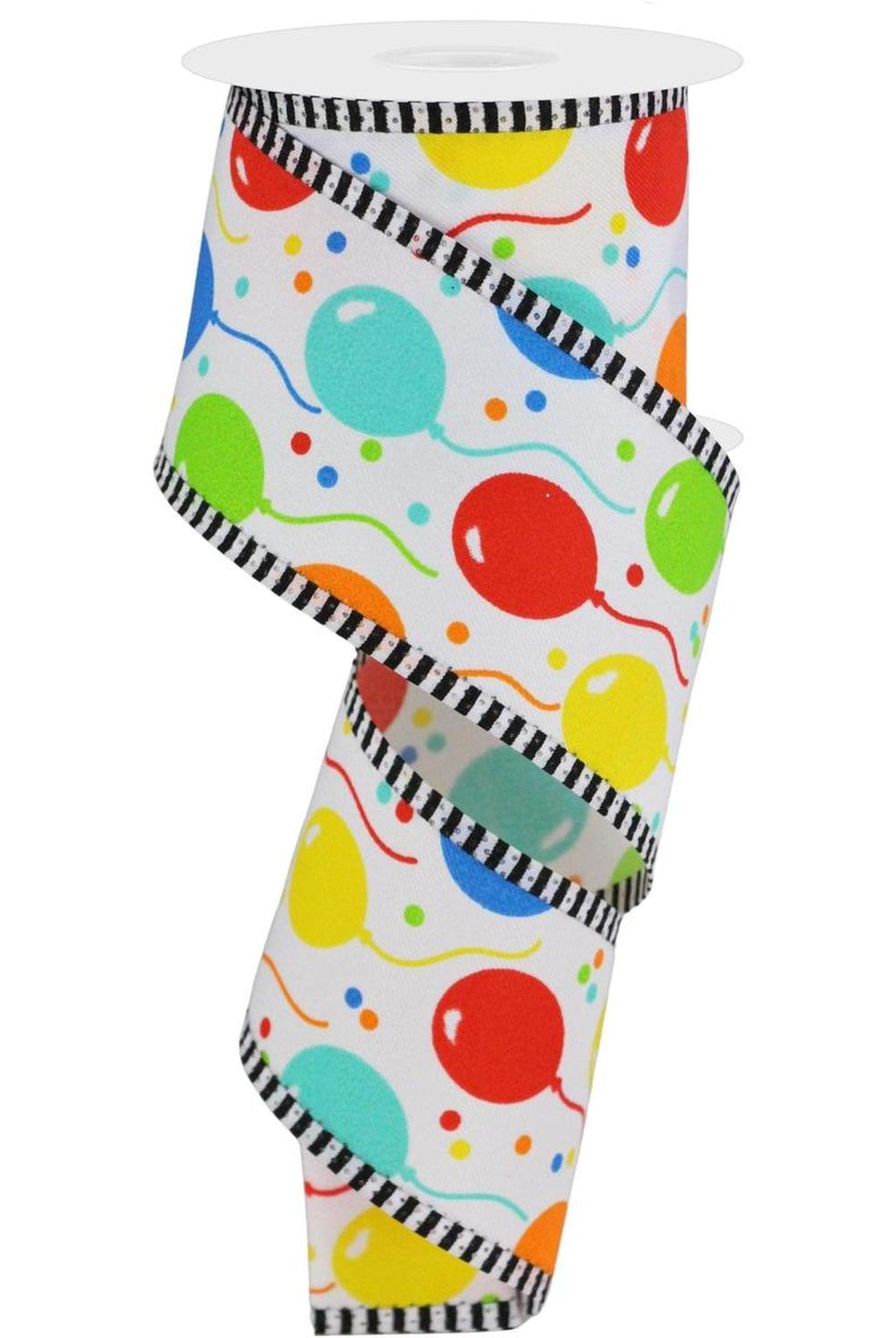 Shop For 2.5" Party Balloons Stripe Edge Ribbon: Primary Colors at Michelle's aDOORable Creations