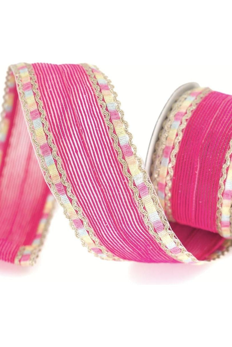 Shop For 2.5" Pastel Border Ribbon: Hot Pink (10 Yards) at Michelle's aDOORable Creations