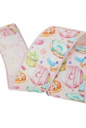 Shop For 2.5" Pastel Pastries Ribbon: Pink at Michelle's aDOORable Creations