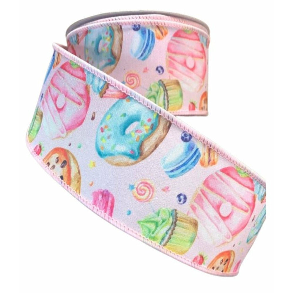 Shop For 2.5" Pastel Pastries Ribbon: Pink at Michelle's aDOORable Creations