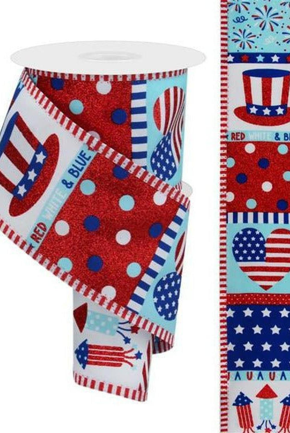 Shop For 2.5" Patriotic Block Thin Stripe Ribbon: White (10 Yards) at Michelle's aDOORable Creations