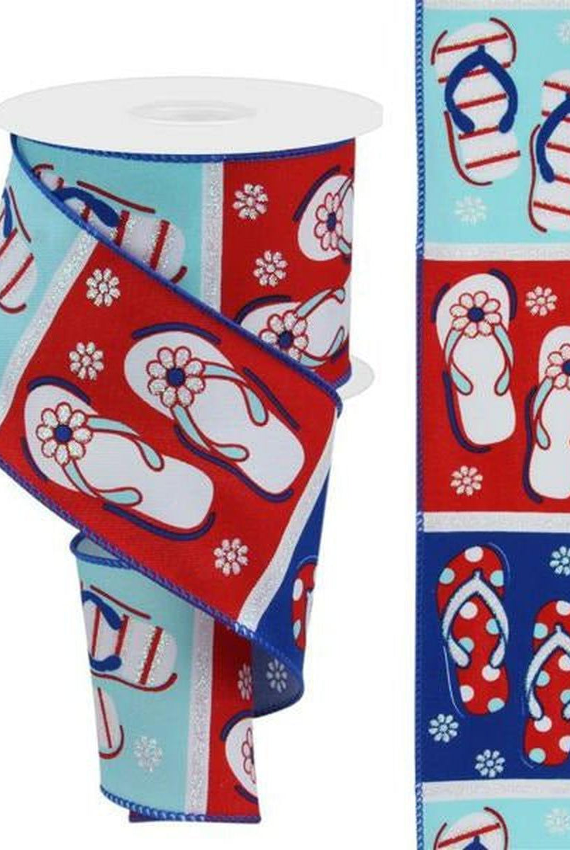 Shop For 2.5" Patriotic Flip Flop Ribbon: Red (10 Yard) at Michelle's aDOORable Creations