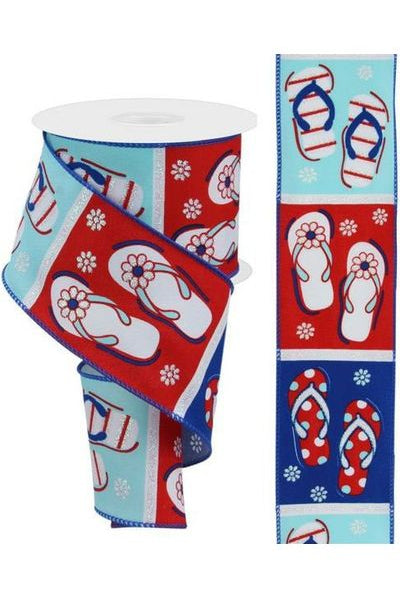 2.5" Patriotic Flip Flop Ribbon: Red (10 Yard) - Michelle's aDOORable Creations - Wired Edge Ribbon