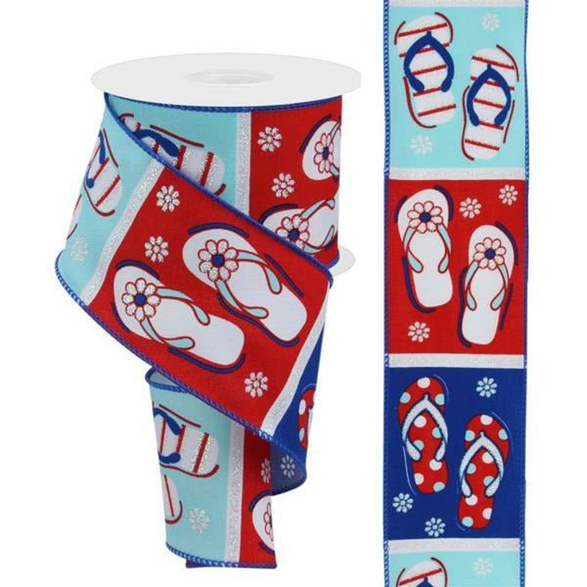 Shop For 2.5" Patriotic Flip Flop Ribbon: Red (10 Yard) at Michelle's aDOORable Creations